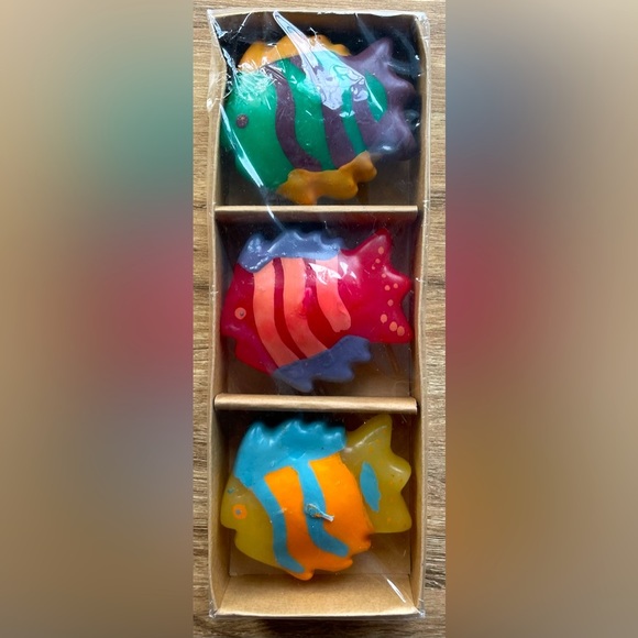 Vintage NIB Tropical Fish Floating Candles Boxes PIER ONE Nautical Beach Theme - Picture 4 of 5